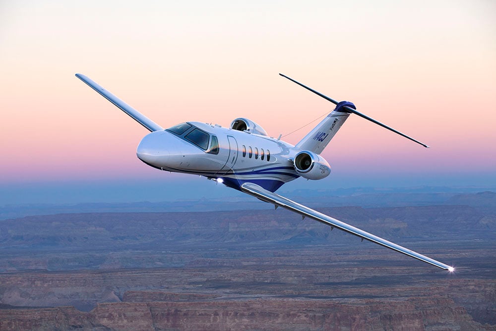 Cessna Citation CJ4 at sunset 