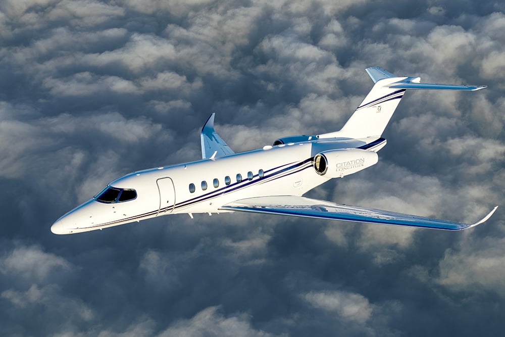 Cessna Citation Longitude flying in the clouds